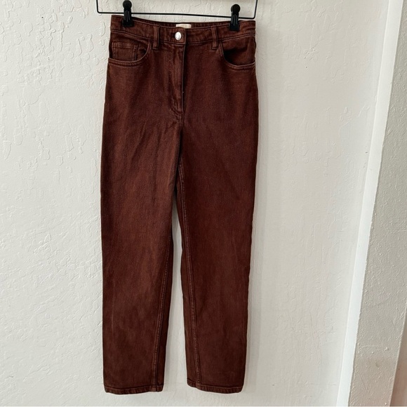 Aritzia Wilfred Free Chocolate Brown Straight Leg High Rise Denim Jean 4 - Picture 3 of 15